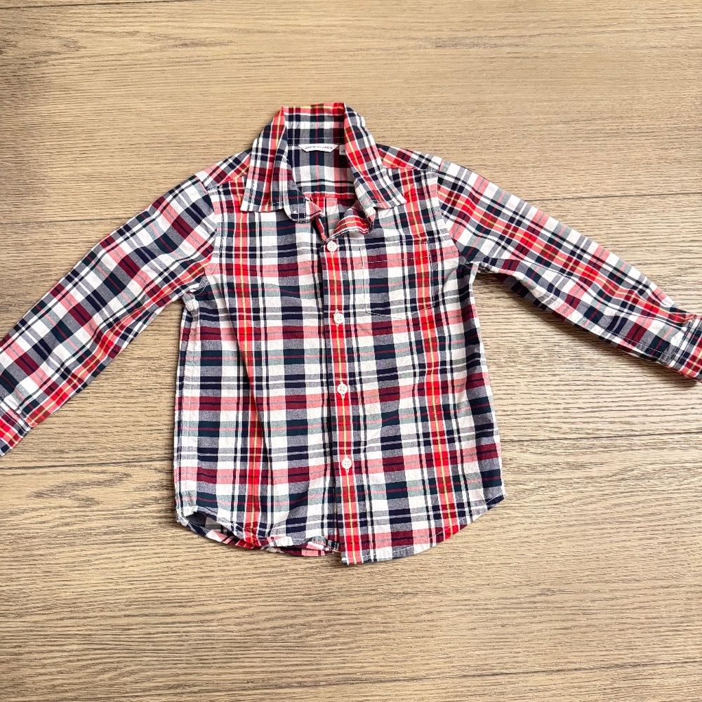 Janie and Jack Red Plaid Button Down Shirt 2T